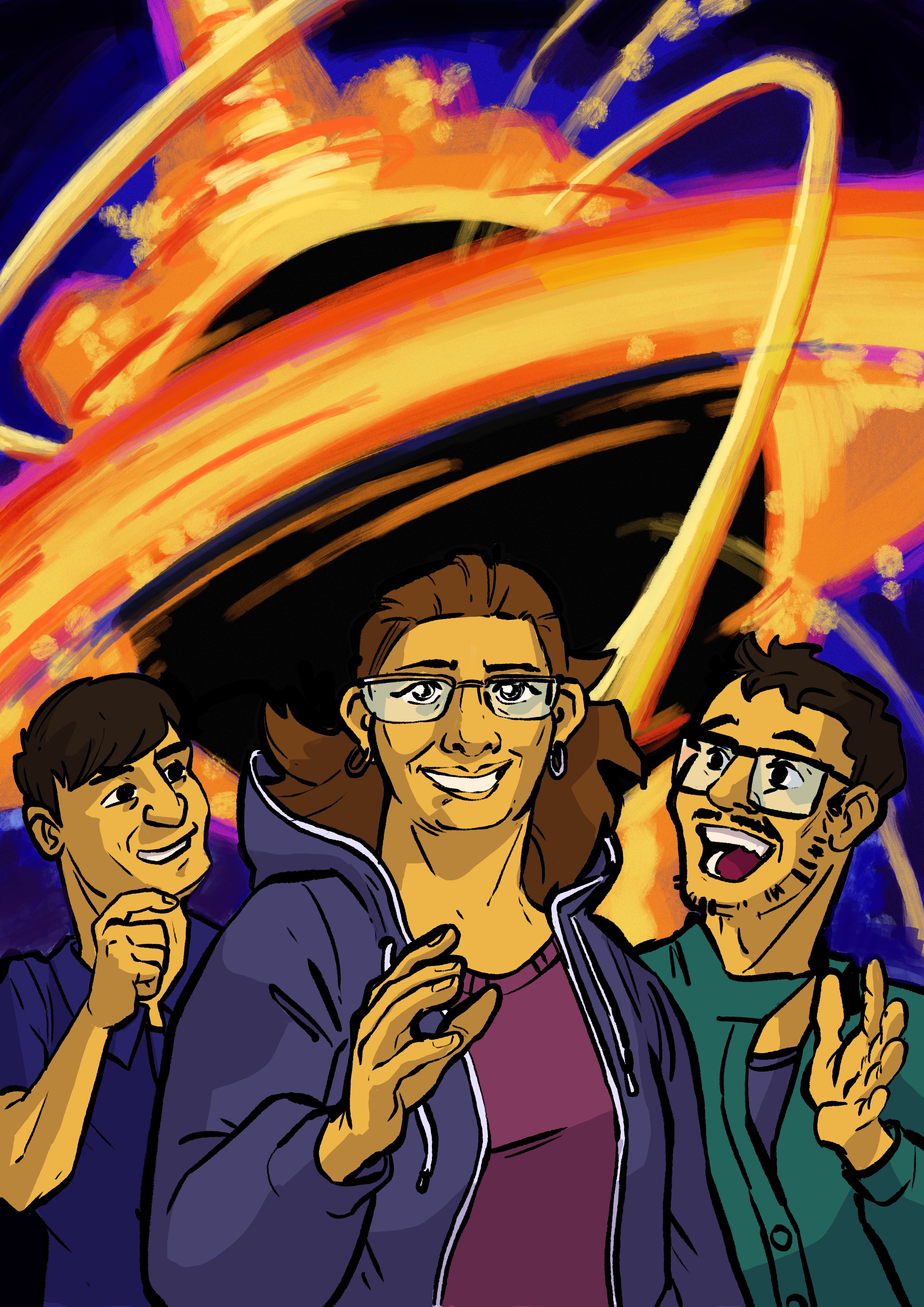 Illustrated portraits of Rodrigo, Jose, and Cecil