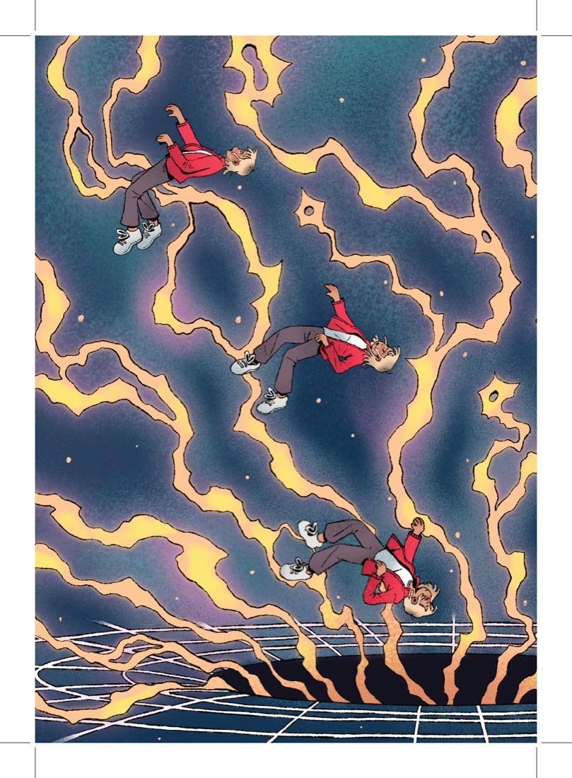 Falling toward a black hole, art by Wania Nowosielska